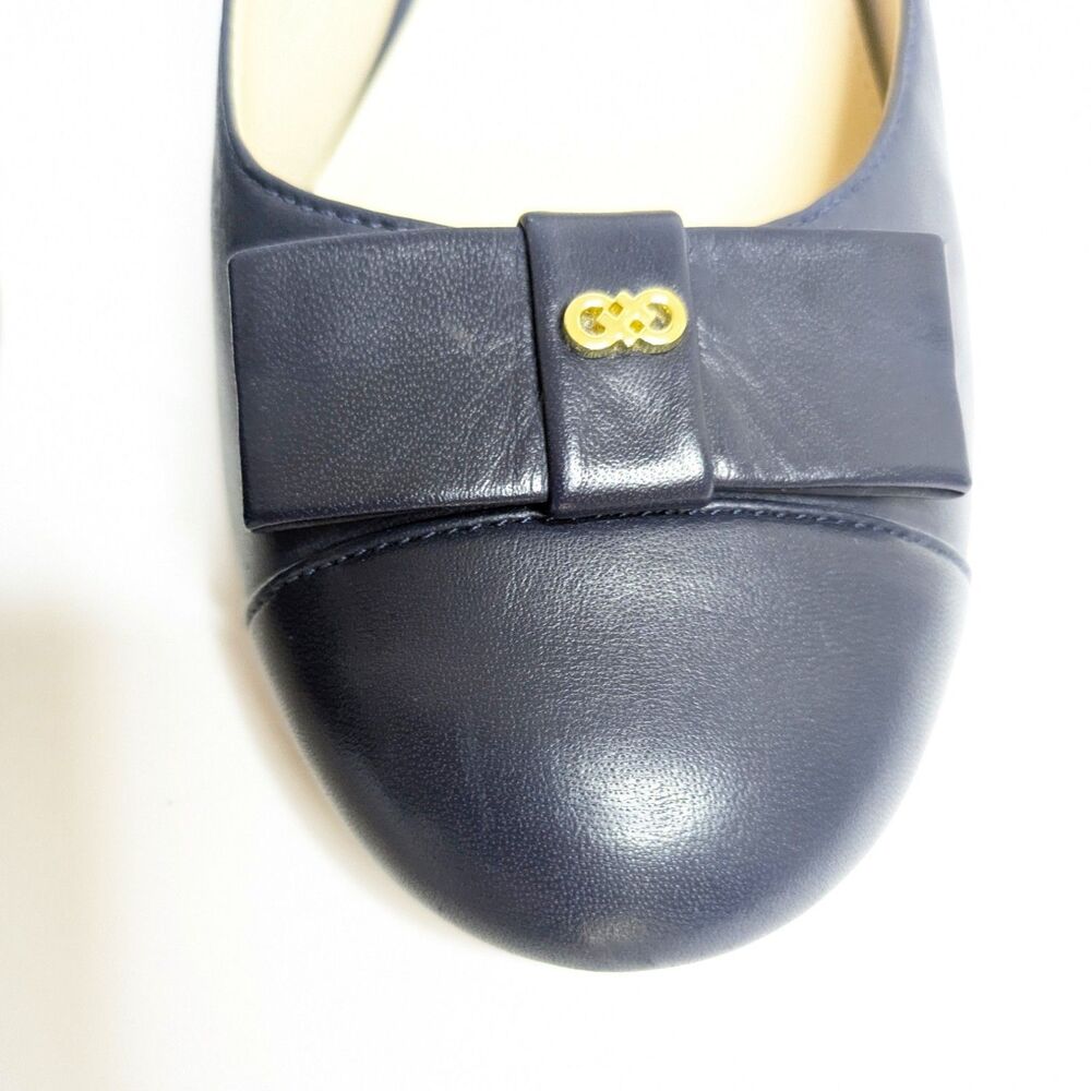 Cole Haan Adair Navy Blue 9B Leather Wedge Heels Pumps W13162 Business Casual - Picture 7 of 14